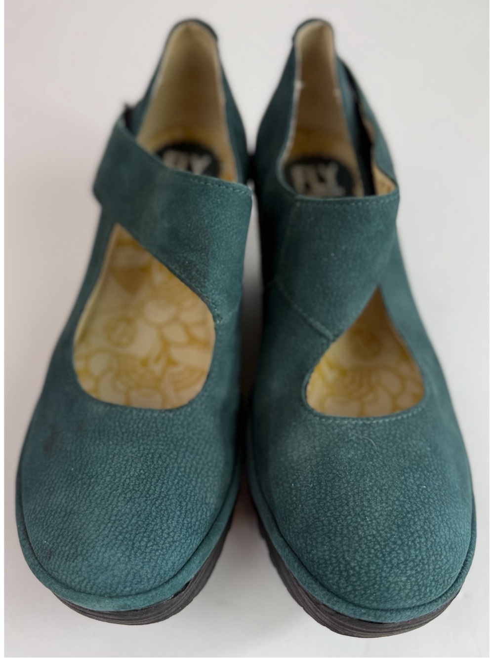 Fly London Womens Yasi Leather Mary Jane Closed Toe Wedge Heel Deep Teal size 39 - Picture 6 of 12